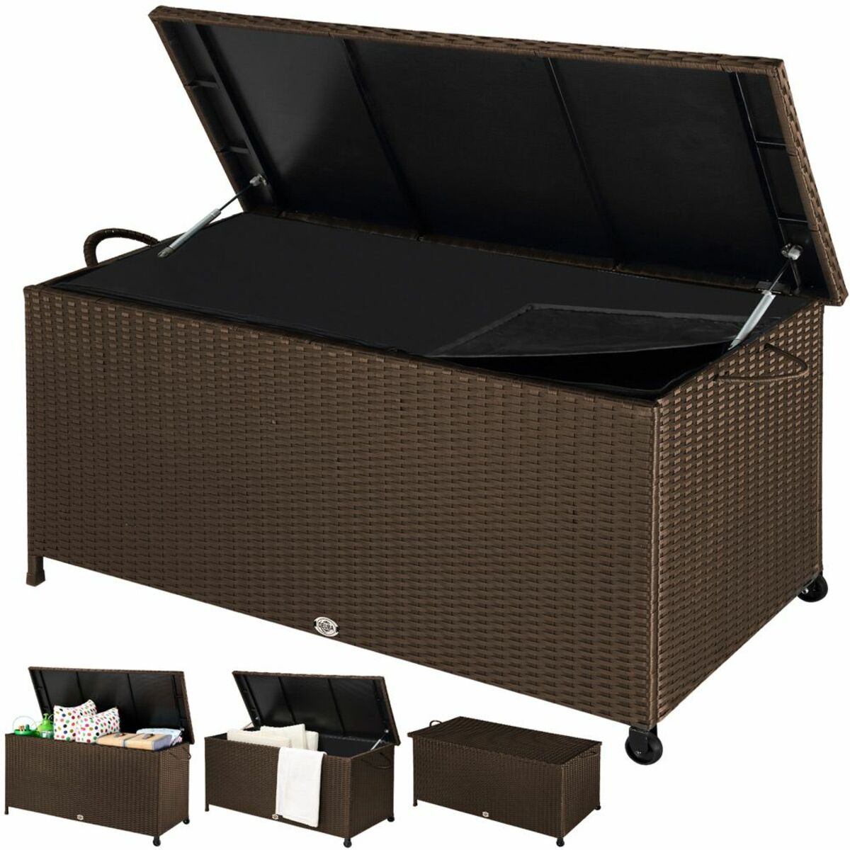 Bild 1 von Deuba Polyrattan Auflagenbox mit Hubautomatik und Innenverkleidung braun