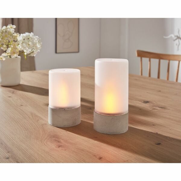 Bild 1 von HomeLiving LED-Windlicht "Beton-Style", 2er Set, batteriebetrieben, Wohnaccessoires