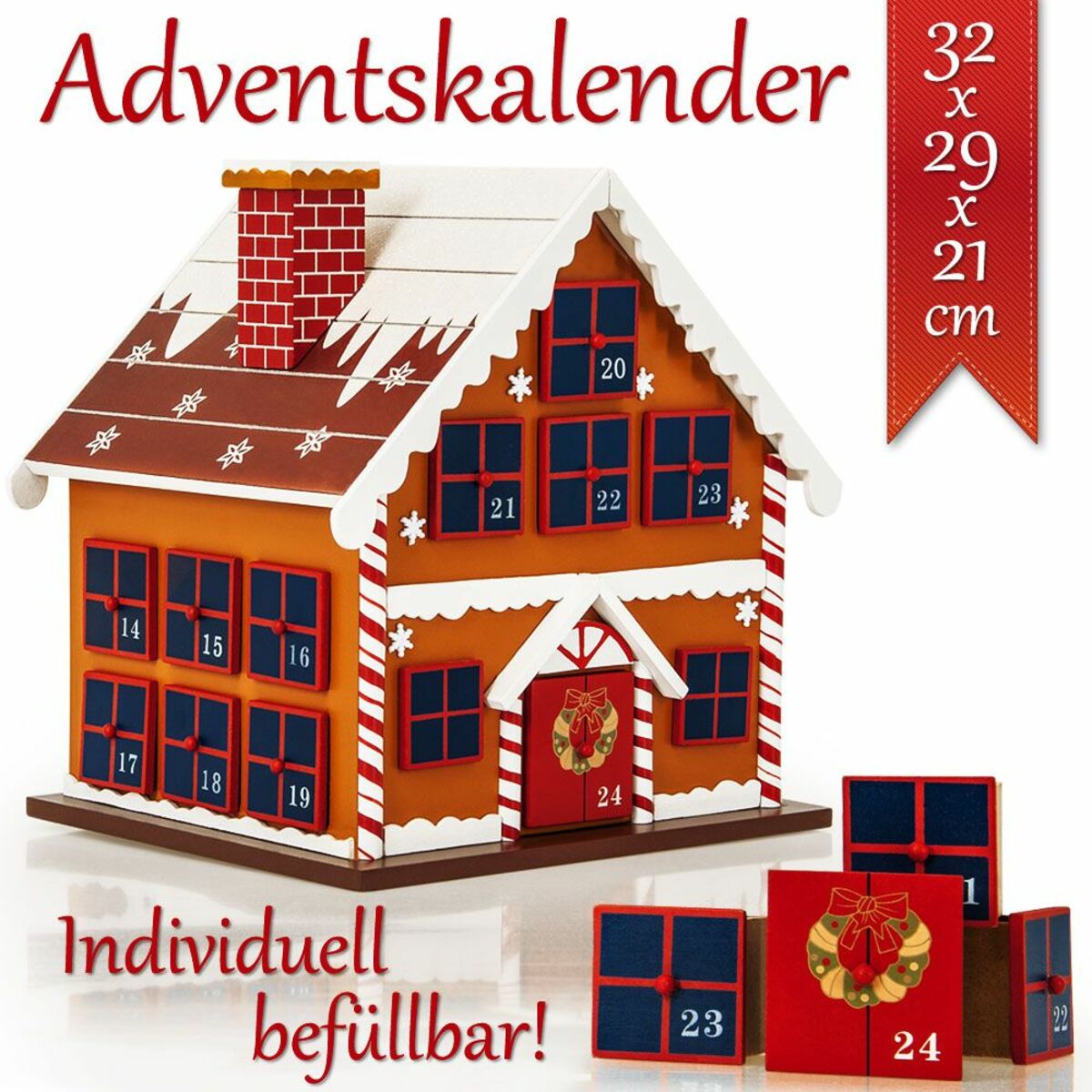 Bild 1 von Deuba Adventskalender als Winterhäuschen - befüllbar & wiederverwendbar