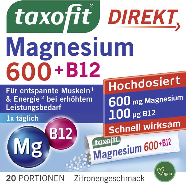 Bild 1 von taxofit Magnesium 600 + B12 Direktgranulat Sticks