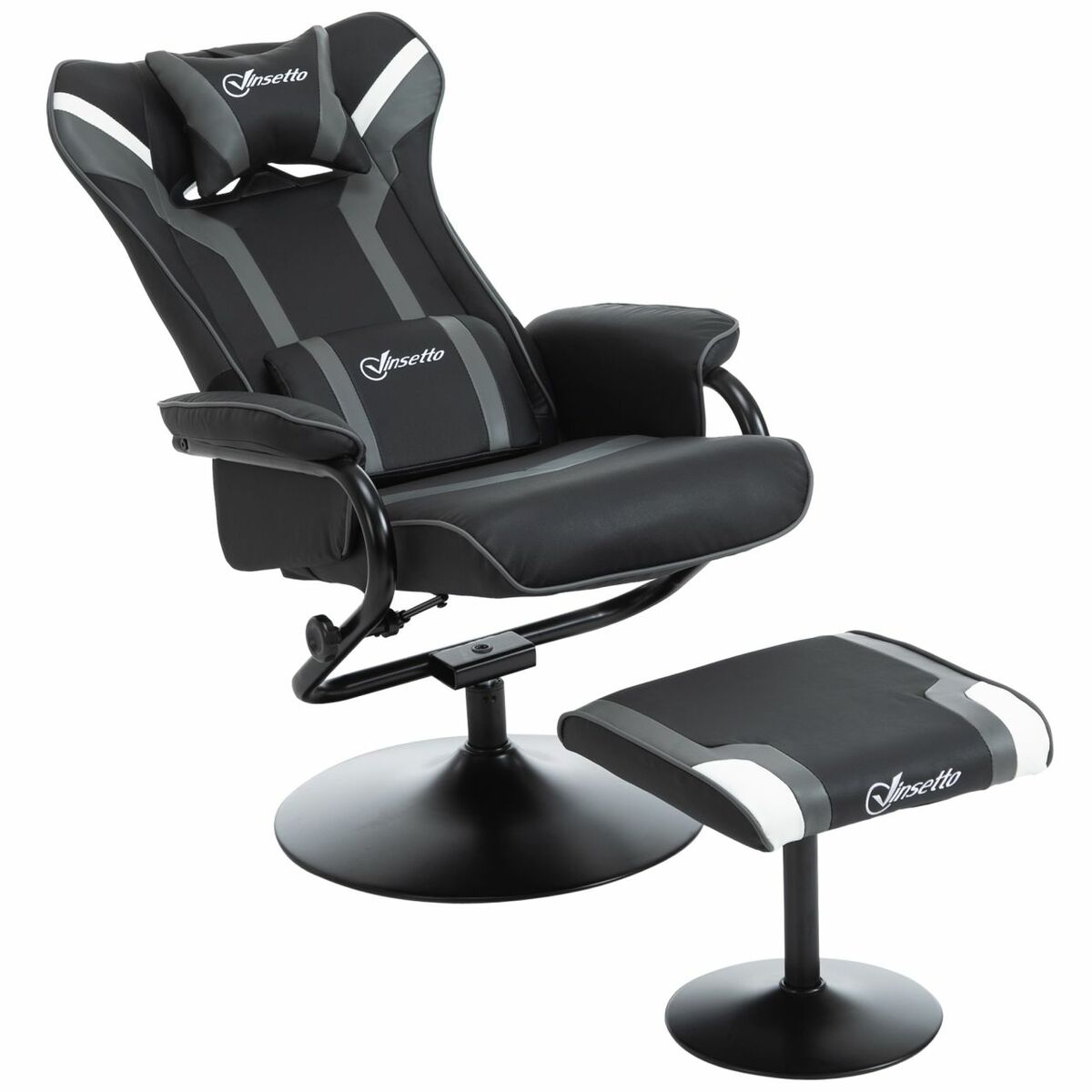 Bild 1 von Vinsetto Relaxsessel mit Hocker, Fernsehsessel, Polstersessel, Gaming-Liegesofa, 130° neigbar, Schwa