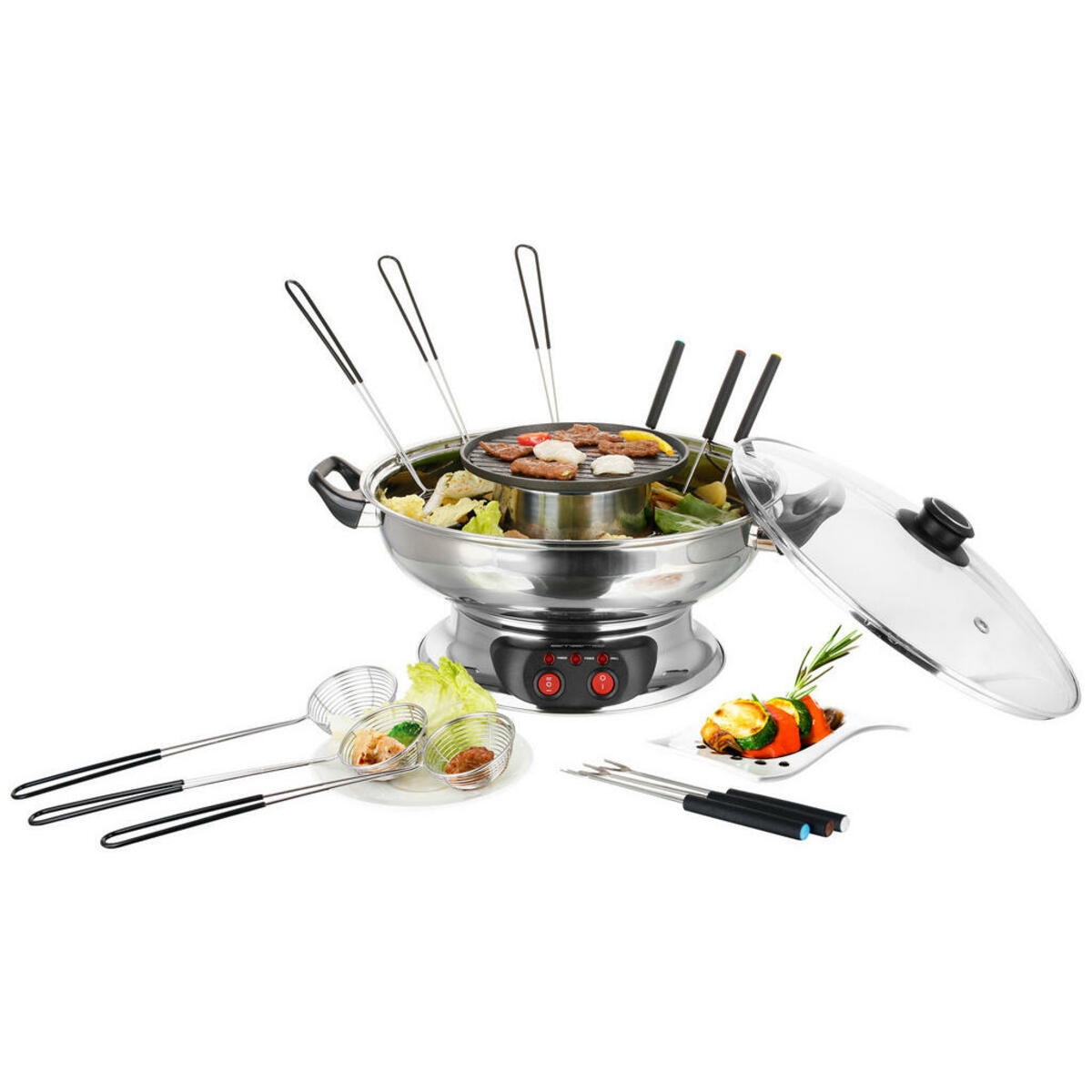 Bild 1 von Emerio Hotpot set silber Edelstahl Kunststoff Glas B/H/T: ca. 41,5x22x32,5 cm