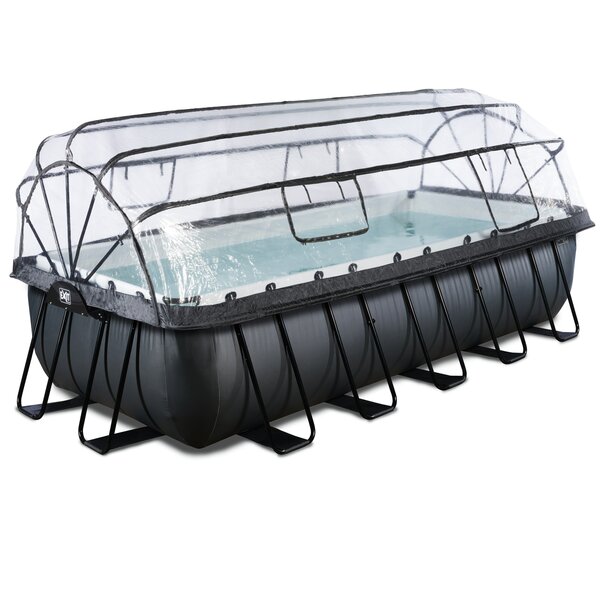 Bild 1 von EXIT Black Leather Optic Pool 540x250x122cm mit Abdeckung und Sandpumpe - schwarz