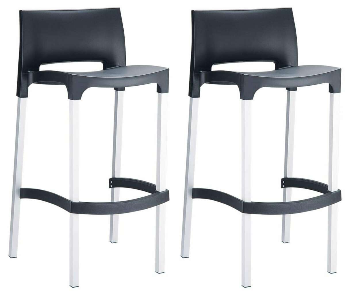 Bild 1 von CLP 2er Set Outdoor-Barhocker Gio Mit Kunststoffsitz I Mit Lehne Und Fußstütze I Aluminiumgestell