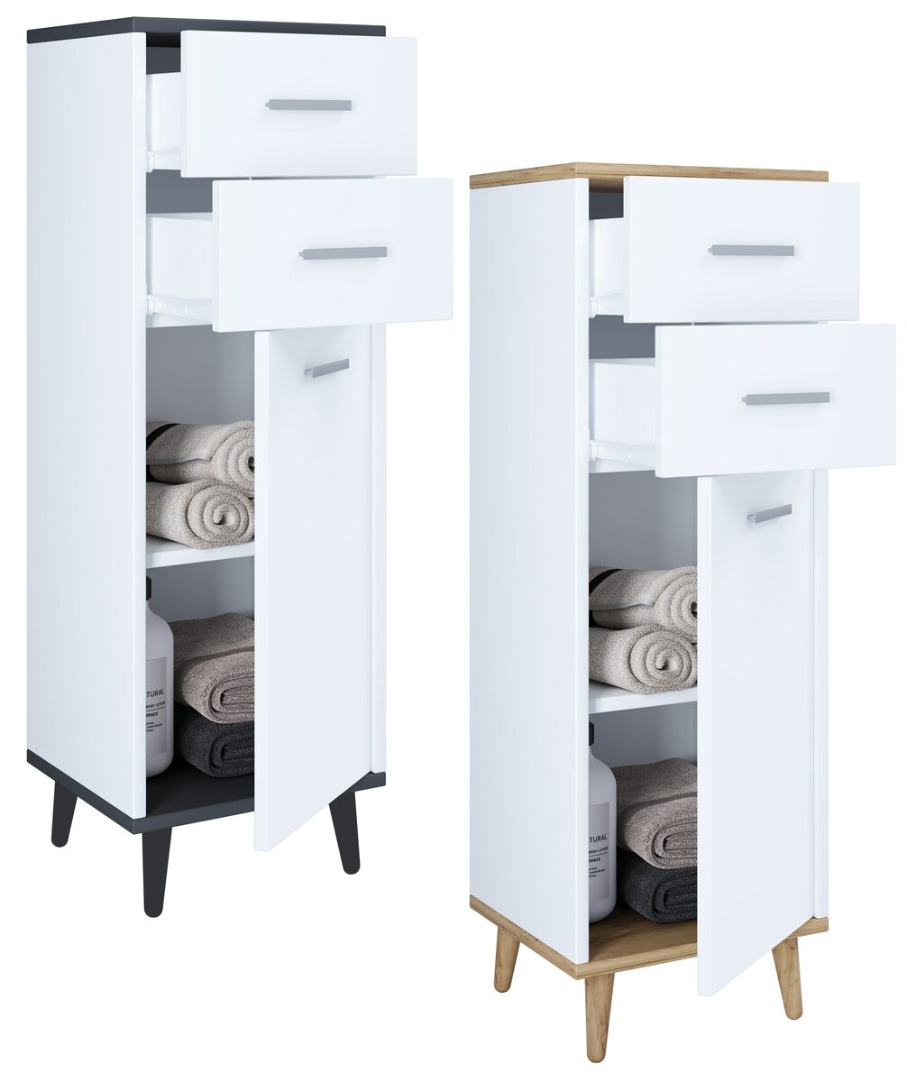 Bild 1 von VCM Badmöbel Midischrank Badregal Badschrank Badezimmer Kommode Schublade Landos