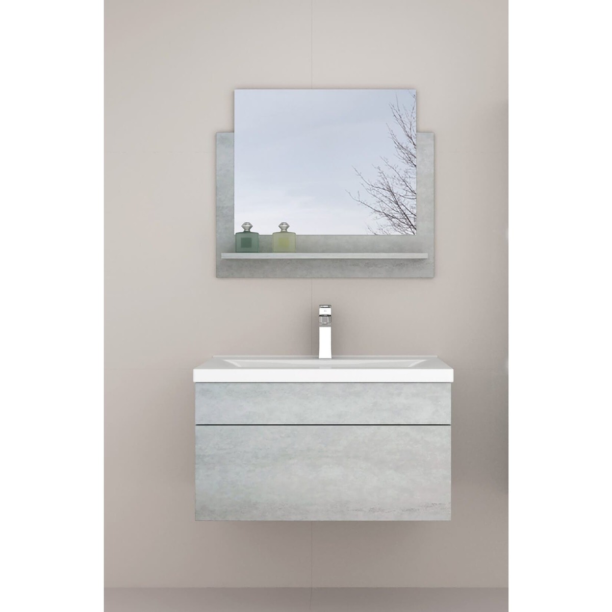 Bild 1 von Home Deluxe Wangerooge Badmöbel-Set grau, ca. 61 cm breit mit Spiegel (Gr. M)