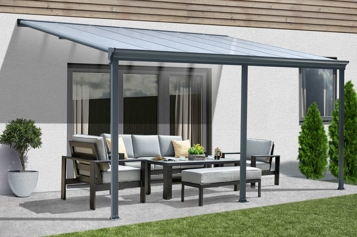 Bild 1 von HOME DELUXE Terrassenüberdachung SOLIS - 618 x 303 x 226 / 278 cm Grau