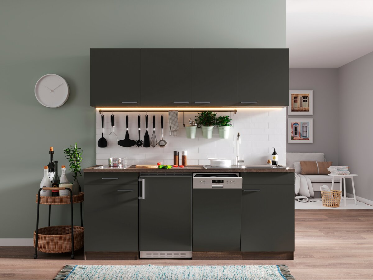 Bild 1 von Respekta Küchenzeile KB195EYGC 195 cm Grau-Eiche York Nachbildung