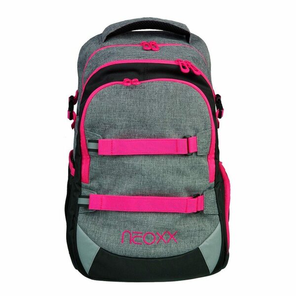 Bild 2 von neoxx Schulranzen Active (Set, 3-tlg. inkl. Schamper Box und Regenschutz-Hülle), Rucksack Set "pink in famous" - Schultasche 5. bis 12. Klasse