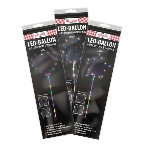 Bild 1 von LED-Ballon mit Lichterkette und Halterung - Herz - 1 St&uuml;ck