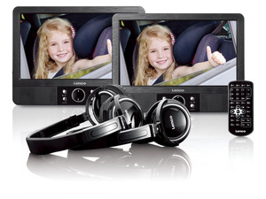 Lenco MES-415 Tragbares 9"" DVD Player Set mit 2 festen Autohalterungen und 2 Kopfhörern