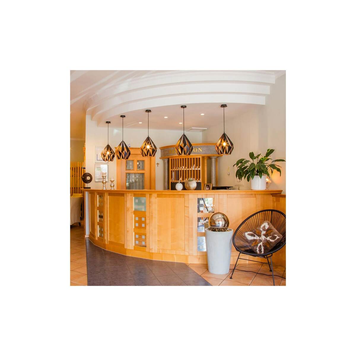 Bild 1 von Vintage Hängelampe Porto Schwarz, Gold