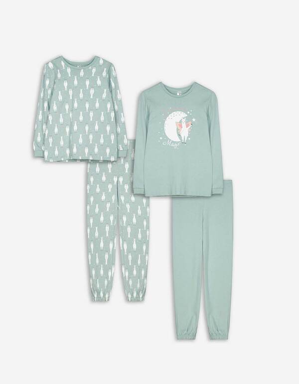 Bild 1 von Kinder Pyjama Set aus Langarmshirt und Hose  - 2er-Pack