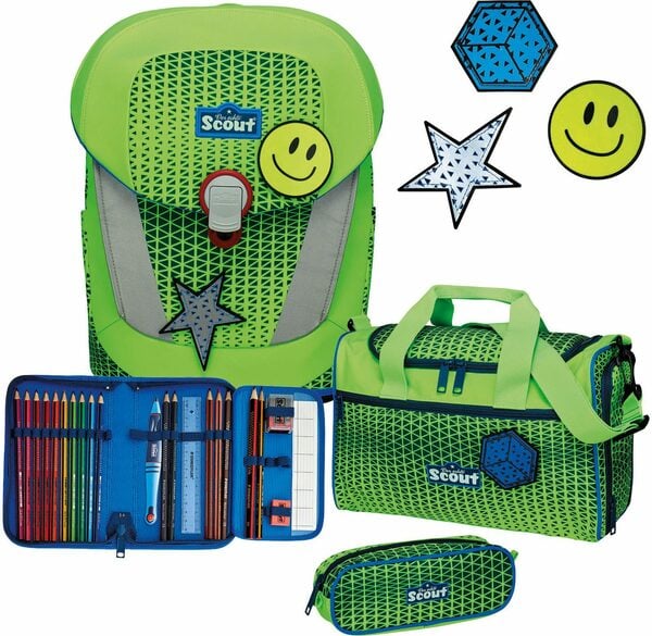 Bild 1 von Scout Schulranzen Sunny II Neon Safety, Green Gecko (Set), ent. recyceltes Material (Global Recycled Standard); bluesign® PRODUCT