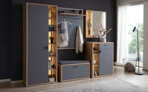 MCA furniture - Garderobenkombination Lizzano in Royal grey/Balkeneiche