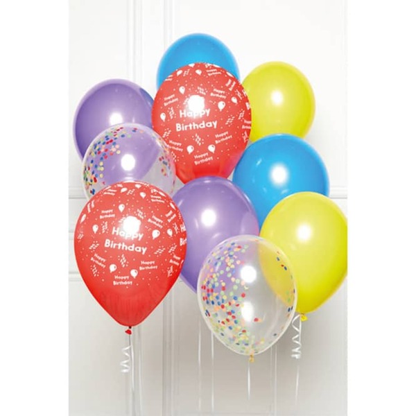 Bild 1 von Ballon-Set - Happy Birthday - Regenbogen - 10 St&uuml;ck