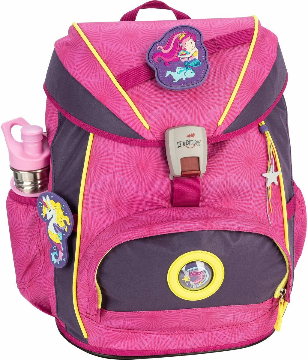 Bild 2 von DerDieDas® Schulrucksack ErgoFlex Exklusiv Superflash - Pink Mermaid (Set), mit extra großen reflektierenden Flächen an Front, Deckel & Seiten
