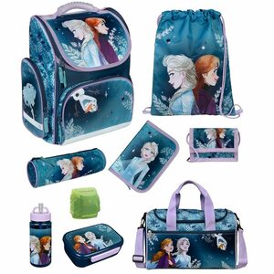 Familando Schulranzen Clou (Set, inkl. Federmäppchen (nicht gefüllt) und Sporttasche), Disney Eiskönigin Frozen 2 mit Prinzessin Anna und Elsa