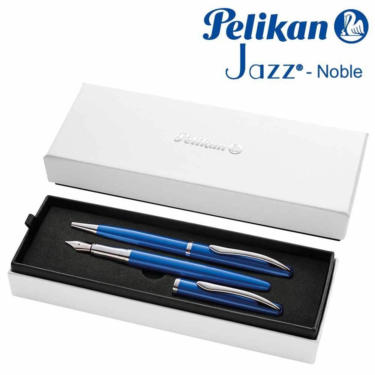 Bild 1 von Pelikan Drehkugelschreiber Pelikan Jazz Noble Kugelschreiber Füller Geschenke-Set Saphire Blau