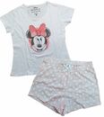 Bild 1 von Disney Minnie Mouse Damen Pyjama kurzer Baumwoll Sommer-Schlafanzug Weiß/Rosa