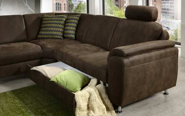 Bild 4 von Zehdenick - Wohnlandschaft ZE-EM05003 in mandel, mit Querschläferfunktion, Relaxrücken und Schubkasten