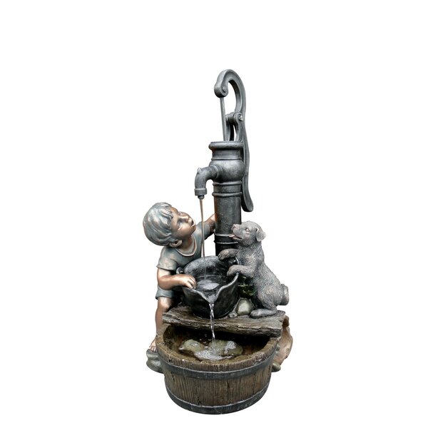 Bild 1 von REGINA - Polyresin, Rustikale Dekoration "Junge und Hund am Brunnen"