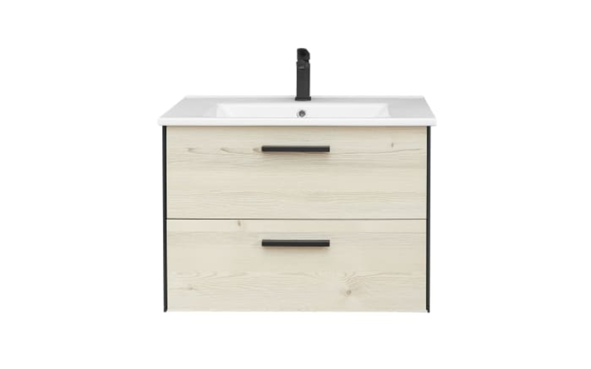 Bild 2 von Vito - Waschtischunterschrank Alomi, Polar Pinie Nachbildung, Absetzung in schwarz