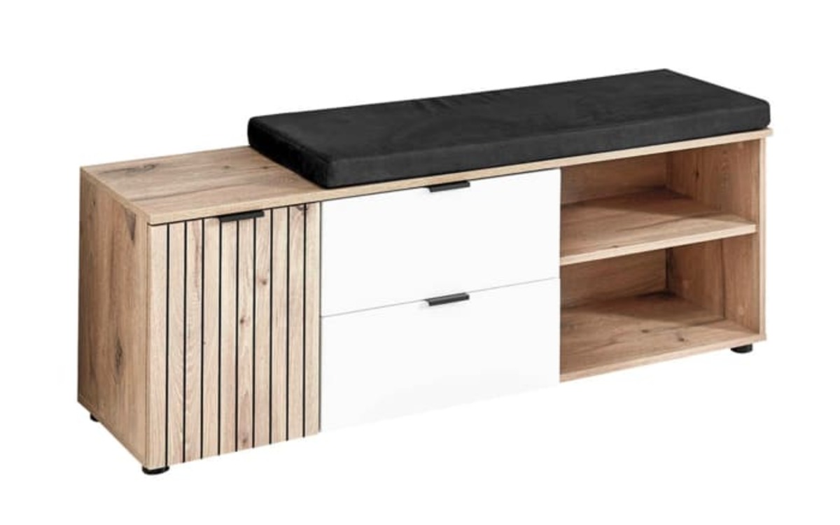 Bild 1 von Vito - Garderobenbank mit LED-Beleuchtung in Viking Oak Nachbildung/weiß