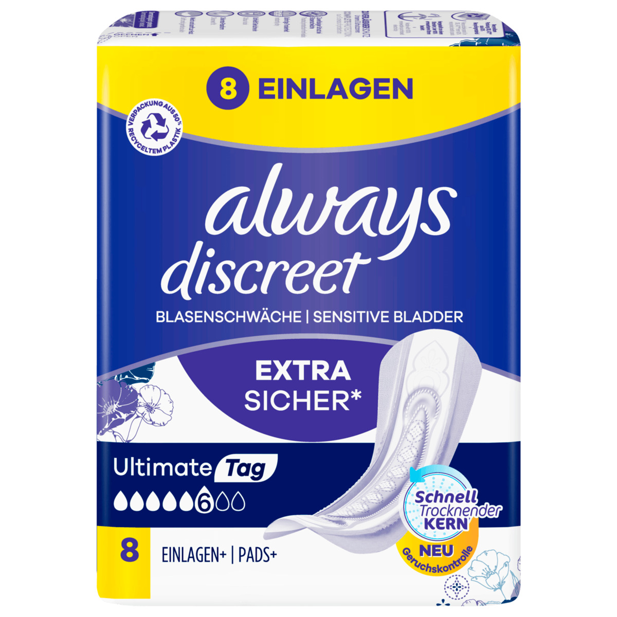 Bild 1 von Always discreet Slipeinlagen Extra Sicher Ultimate Tag 8 Stück