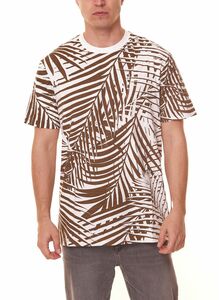 ONLY & SONS George Regular Herren Freizeit-Shirt T-Shirt mit Allover Blätter-Print Braun/Weiß