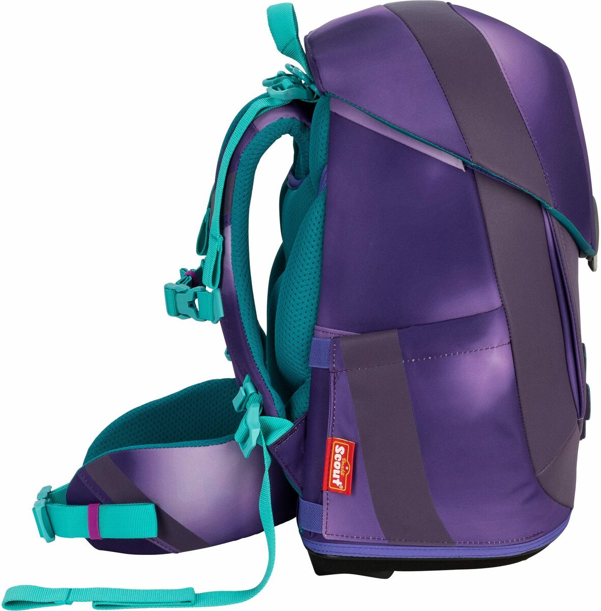 Bild 3 von Scout Schulranzen Sunny II Exklusiv Superflash, Purple Magic (Set), extra große reflektierende Flächen; Faser aus recycelten PET-Flaschen
