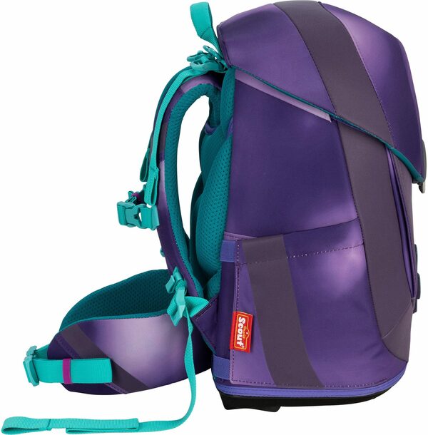 Bild 3 von Scout Schulranzen Sunny II Exklusiv Superflash, Purple Magic (Set), extra große reflektierende Flächen; Faser aus recycelten PET-Flaschen