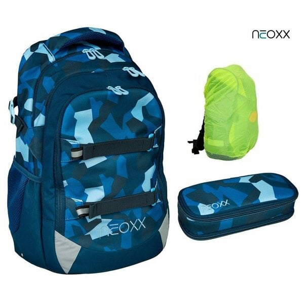 Bild 1 von neoxx Schulranzen Active (Set, 3-tlg. inkl. Schamper Box und Regenschutz-Hülle), Rucksack Set "Camo Nation" - Schultasche 5. bis 12. Klasse