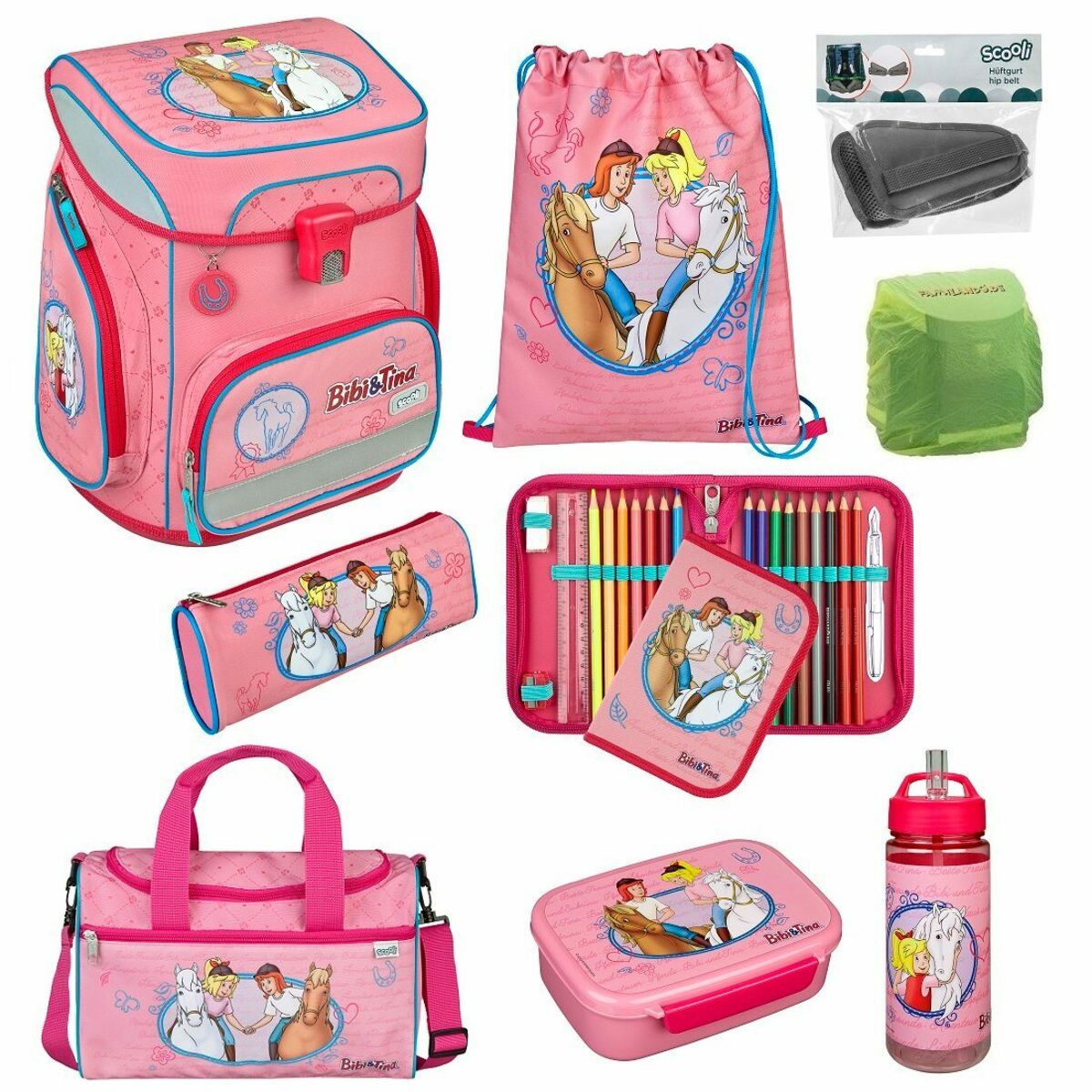 Bild 1 von Scooli Schulranzen EasyFit (Set, inkl. Federmäppchen und Sporttasche), BIBI UND TINA mit Pferde Amadeus und Sabrina