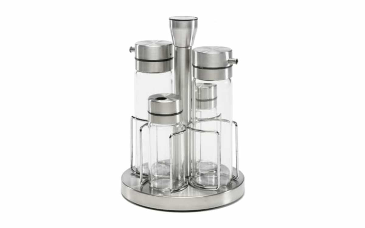 Bild 1 von Menage-Set im Gestell aus Edelstahl mit Glas, 5-teilig