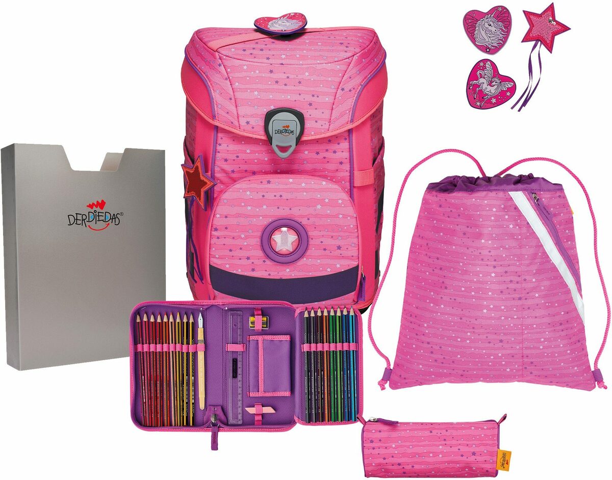 Bild 1 von DerDieDas® Schulranzen Ergoflex Easy, Pretty Unicorn (Set), Faser aus recycelten PET-Flaschen