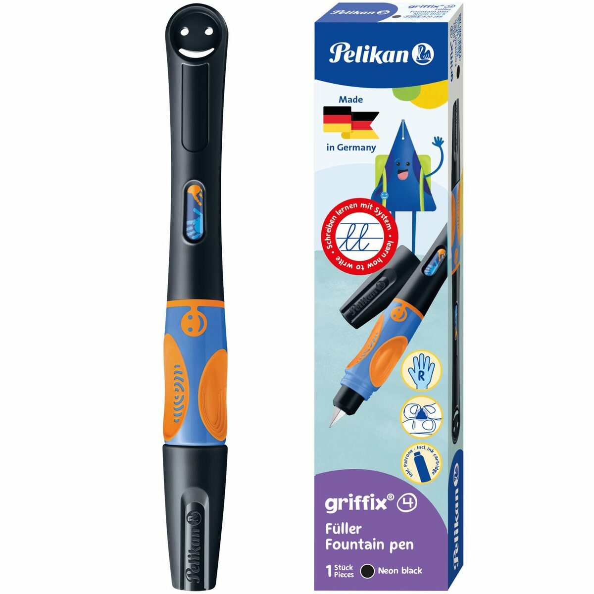 Bild 2 von Pelikan Füllfederhalter Pelikan griffix Füllhalter Neon Black, für Rechtshänder