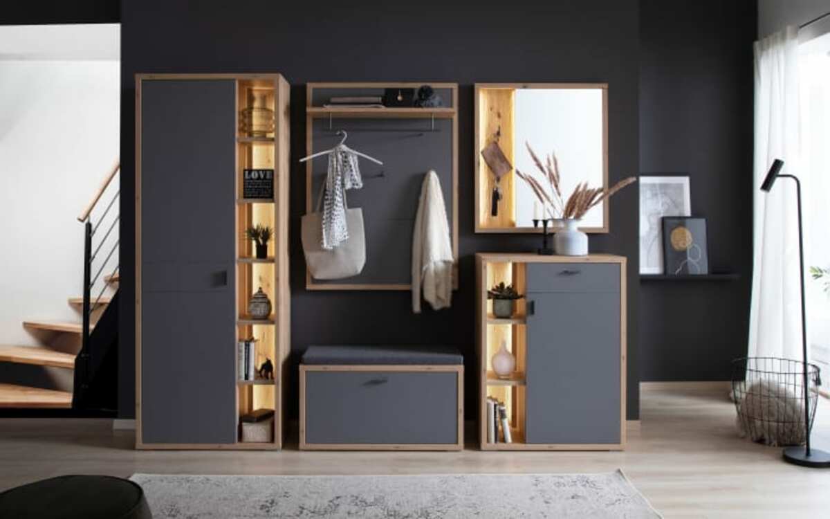 Bild 2 von MCA furniture - Garderobenkombination Lizzano in Royal grey/Balkeneiche