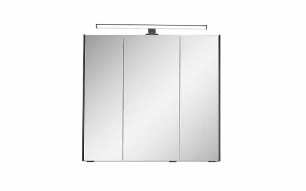 Bild 2 von Spiegelschrank 3-türig, Polar Pinie Nachbildung, Absetzung in schwarz