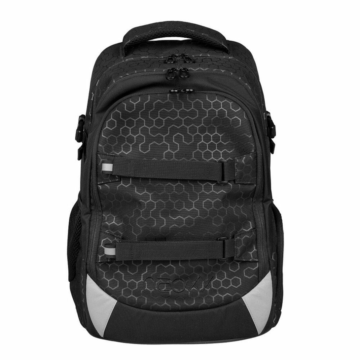 Bild 2 von neoxx Schulranzen Active (Set, 3-tlg. inkl. Schamper Box und Regenschutz-Hülle), Rucksack Set "Lost in Black" - Schultasche 5. bis 12. Klasse