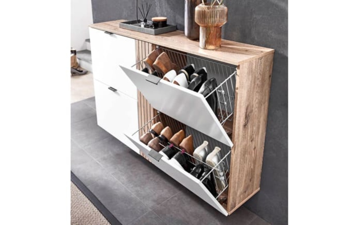 Bild 4 von Vito - Schuhschrank 6048 in Viking Oak Nachbildung/ supermatt weiß