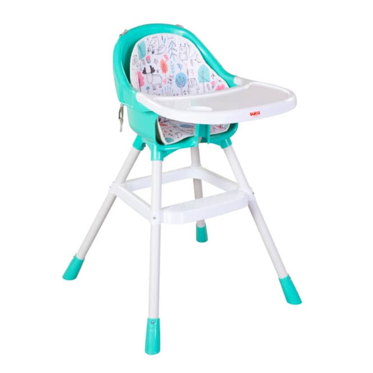 Bild 1 von Kinderhochstuhl mit Sitzkissen Waldtiere - gr&uuml;n/weiss