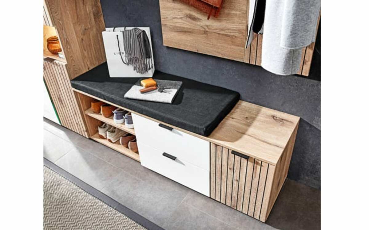 Bild 4 von Vito - Garderobenbank mit LED-Beleuchtung in Viking Oak Nachbildung/weiß