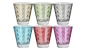LEONARDO Gläser klein, 6er-Set  Optic mehrfarbig Glas Maße (cm): B: 26 H: 9,8 T: 17,4 Geschenkideen