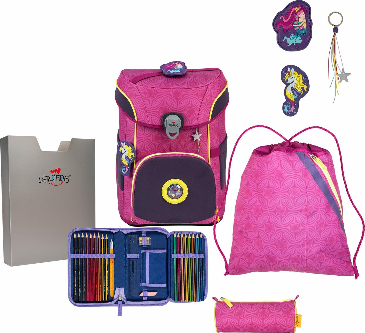 Bild 1 von DerDieDas® Schulranzen Ergoflex Easy Exklusiv Superflash, Pink Mermaid (Set), mit extra großen retroreflektierenden Flächen; aus recycelten Material