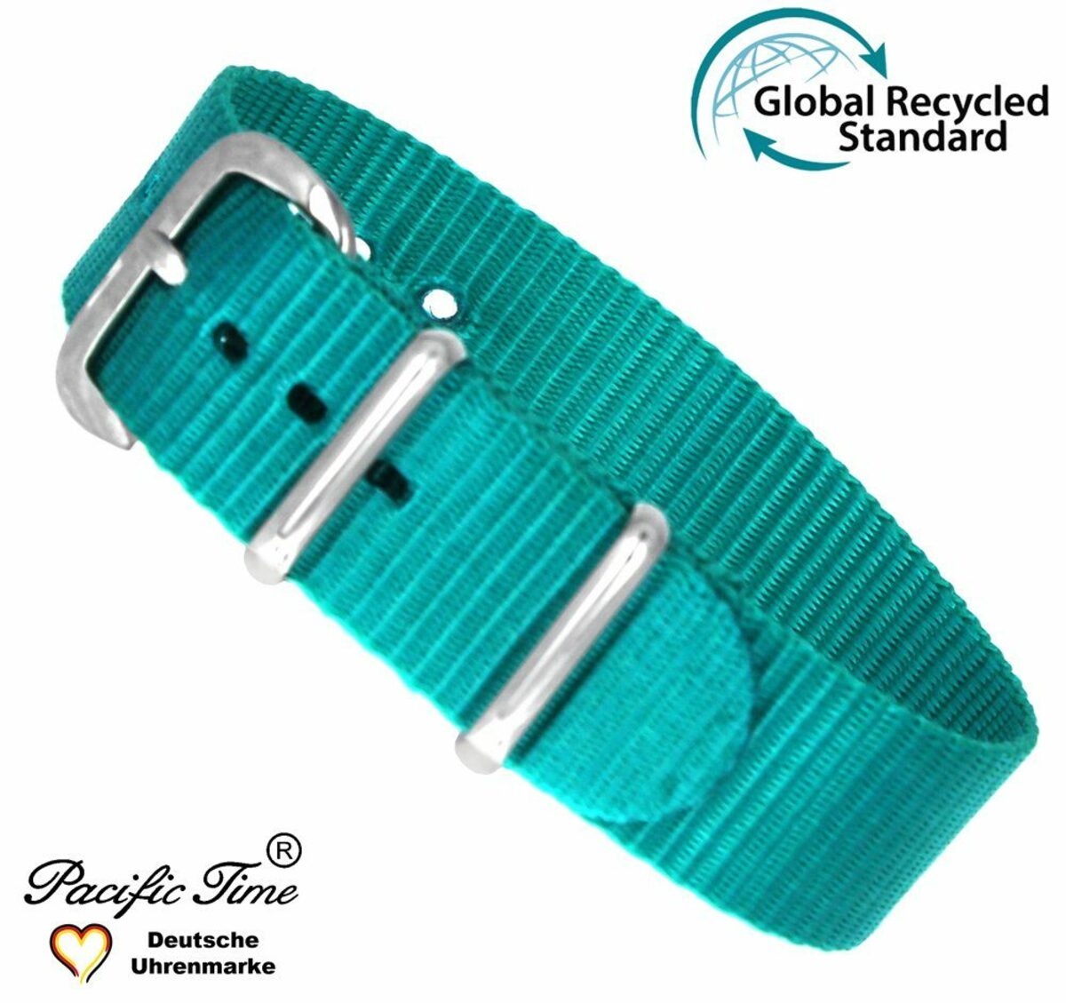 Bild 2 von Pacific Time Uhrenarmband Wechselarmband Uhrenarmband Durchzugsband 16mm GRS Label nachhaltig, schimmernd abwaschbar - Gratis Versand