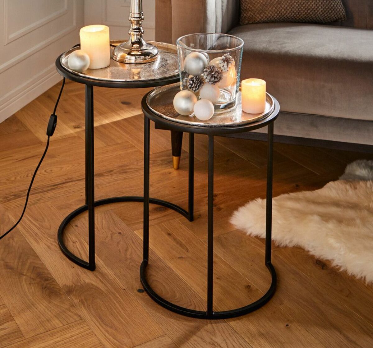 Bild 1 von HomeLiving Beistelltisch "Glisser", 2er Set, Tisch Wohnen Möbel Accessoires Silber