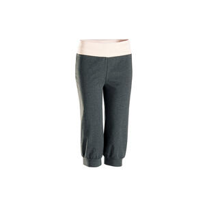 3/4 Hose Damen Yoga Baumwolle Ecodesign -grau/rosa