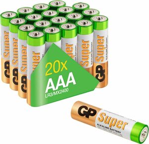 GP Batteries 20er Pack Super Alkaline AAA Batterie, (1,5 V, 20 St)