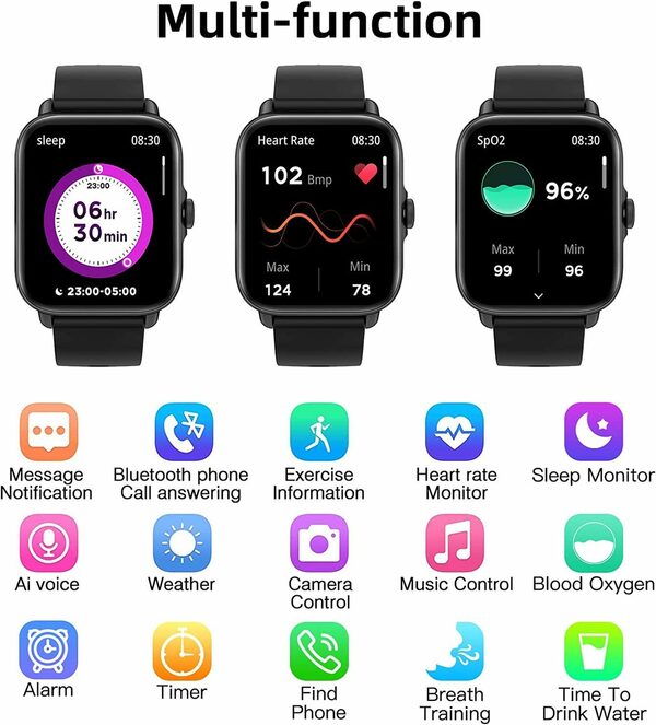 Bild 3 von Mutoy Smartwatch, Fitness Tracker Uhr, Damen Herren Smartwatch (Fitnessuhr mit Telefonfunktion 1,69" HD Voll Touchscreen Zoll, Smartwatch Fitness Tracker Uhr, IP67 Wasserdicht, Uhren Watch für